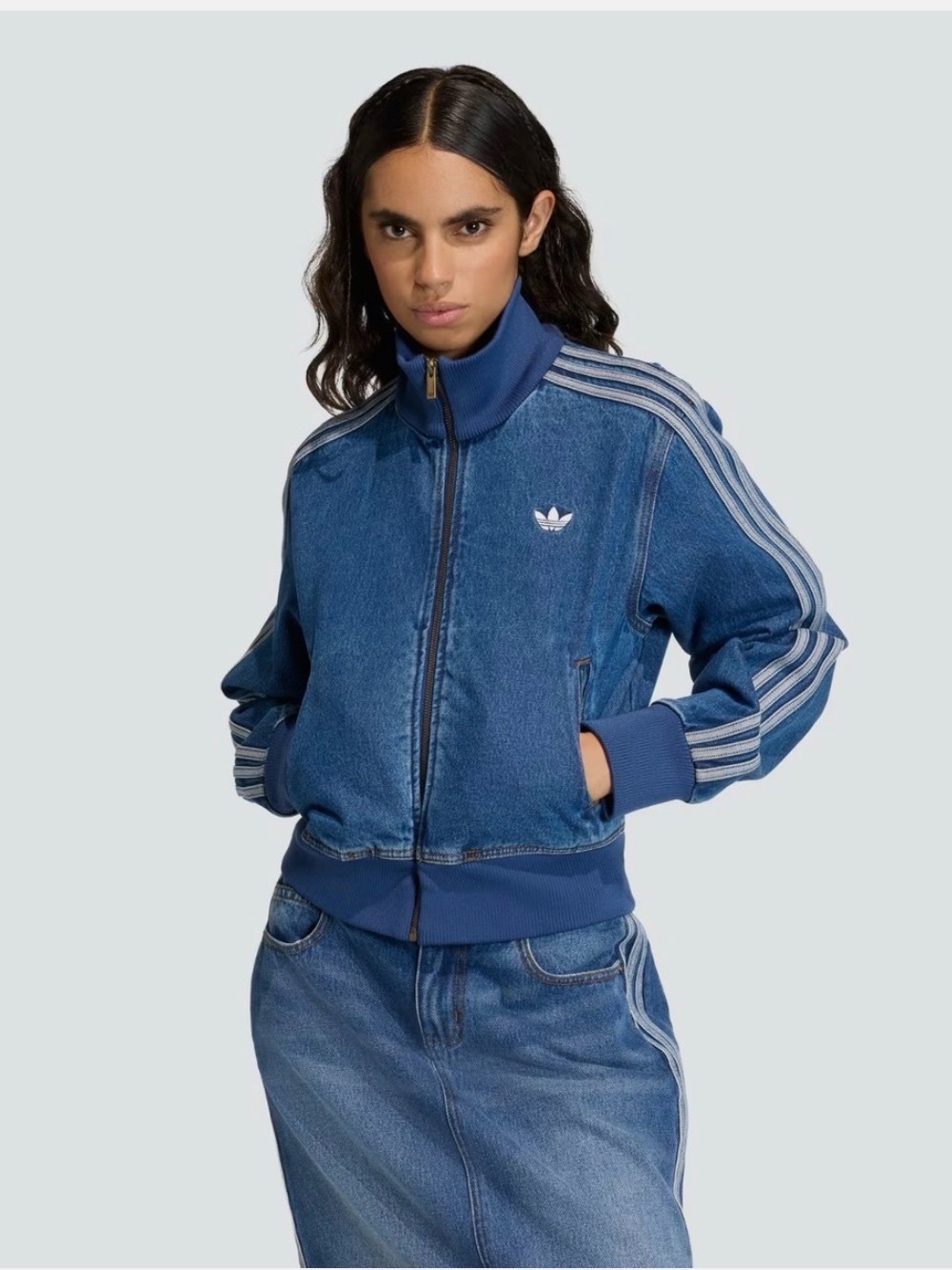 NWT Adidas Originals Firebird Denim Womens Track Top Jacket